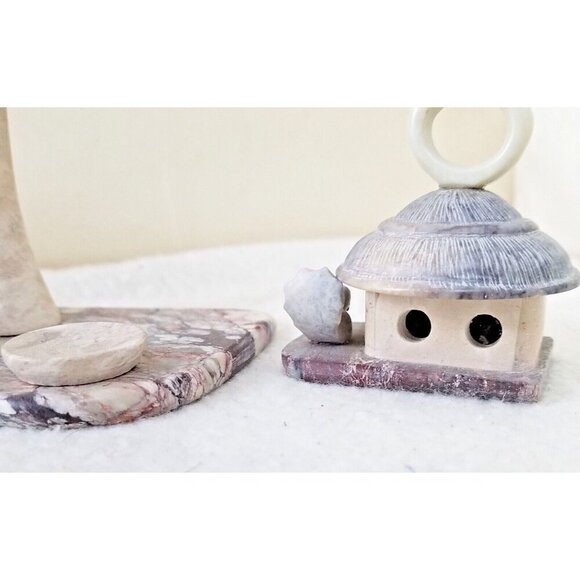 Stone sculpture‎ tree birdhouse marble 6x3 bird watcher outdoorsy ornithology - Picture 3 of 11